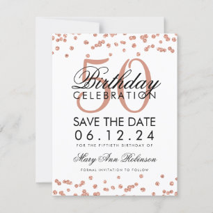 Save The Date Rose Gold 50e anniversaire Enregistrer la date Con