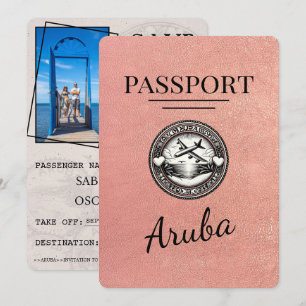 Save The Date Rose Gold Aruba Passeport Enregistrer La Date