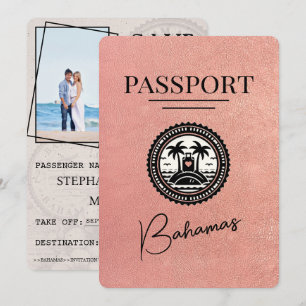 Save The Date Rose Gold Bahamas Passport Enregistrer La Date