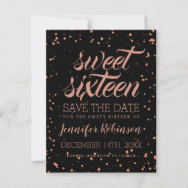 Save The Date Rose Gold Blac Sweet 16 Date de sauvegarde Sparkle