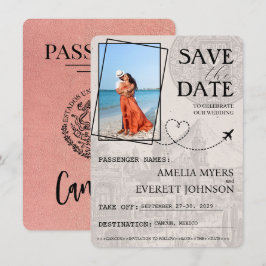 Save The Date Rose Gold Cancun Passeport Enregistrer La Date