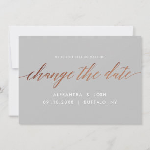 Save The Date Rose Gold Changer la date de report Mariage