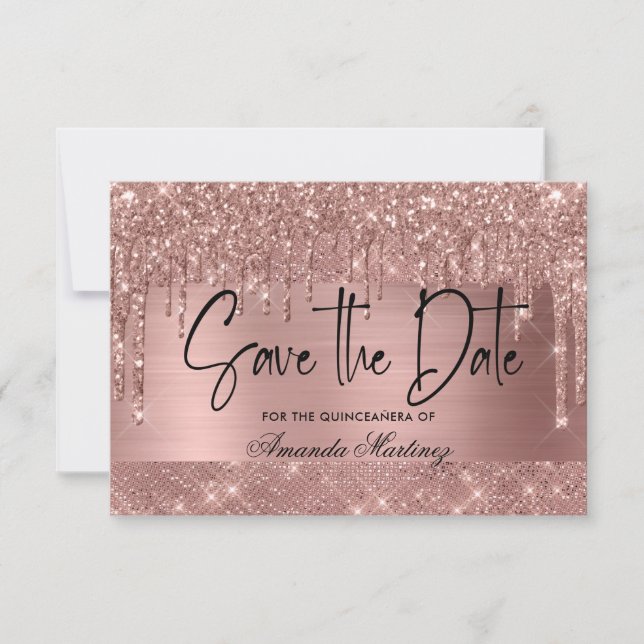 Save The Date Rose Gold Chic Quinceañera Enregistrer La Date (Devant)