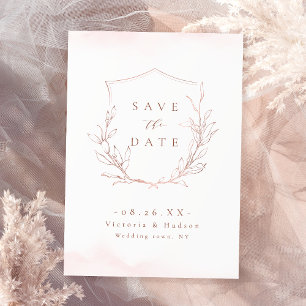 Save The Date Rose gold élégance simple blason botanique mariage