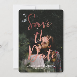 Save The Date Rose Gold Foil Moderne Script superposition Enregi