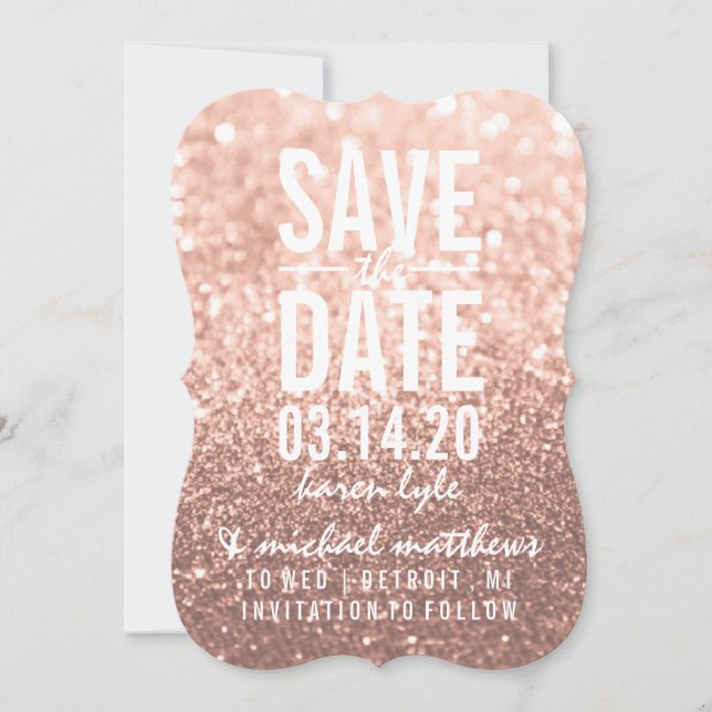 Save The Date | Rose Gold Glitzer Fab (Vorderseite)