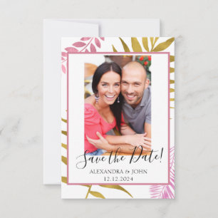 Save The Date Rose Gold & Gold Foil Tropical Enregistrer la date