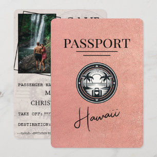 Save The Date Rose Gold Hawaii Passeport Enregistrer La Date