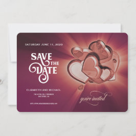 Save The Date Rose Gold Hearts Enregistrer La Date (Version 3)
