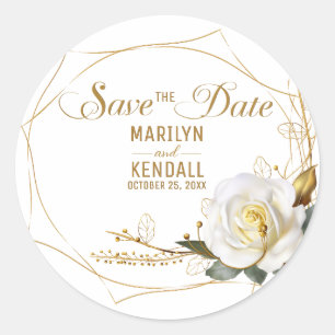 Save the Date Rose Gold Hochzeit Runder Aufkleber