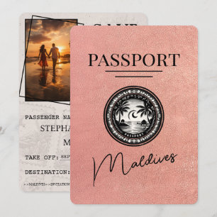 Save The Date Rose Gold Maldives Passeport Enregistrer La Date