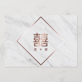 Save The Date Rose Gold & Marbre blanc Chinois Enregistrer La Da