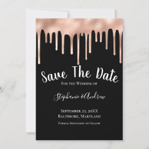 Save The Date Rose  Gold Noir Blanc Mariage tendance