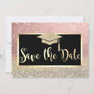 Save The Date Rose Gold Paillettes Bokeh Enregistrement Diplôme