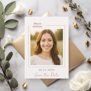 Save The Date rose gold photo anniversaire ivoire