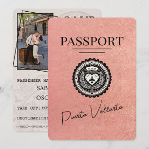 Save The Date Rose Gold Puerta Vallarta Passeport Enregistrer La