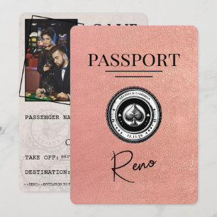 Save The Date Rose Gold Reno Passeport Enregistrer La Date