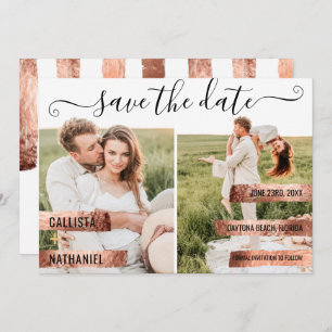 Save The Date Rose Gold Signature Script Photo Enregistrer la da
