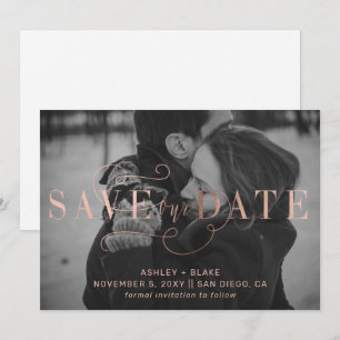Save The Date Rose Gold Stylish manuscrite photo