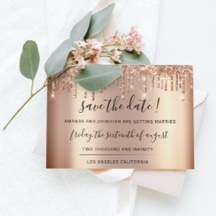 Save the Date Rose Gold Tropfen Park Glitzer