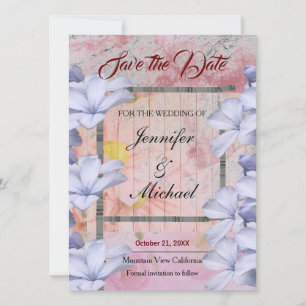 Save The Date Rose mariage classique Floral or