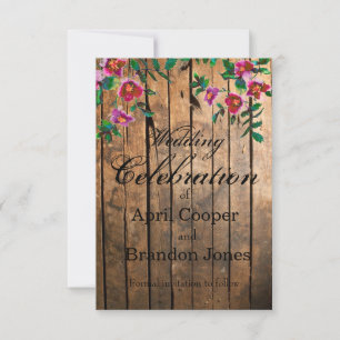 Save The Date Rose mariage  en bois défoncé