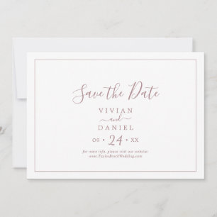 Save The Date Rose minimaliste Gold Horizontal Enregistrer La Da