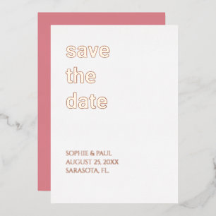 Save the Date Rose mit weißem Rosa Folieneinladung