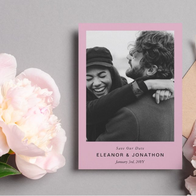 Save The Date Rose moderne design minimal photo Enregistrer la d (Créateur téléchargé)