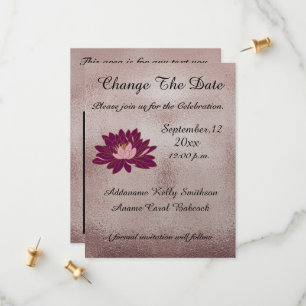 Save The Date Rose moderne Gold Bourgogne Floral Élégant Changem