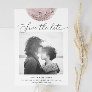 Save The Date Rose Mystique Lune Rose   Élégant Mariage Script