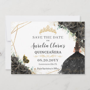 Save The Date Rose noir Floral or Quinceanera Sweet sixteen