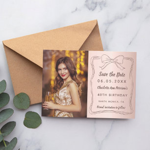 Save The Date Rose or dessiné à la main photo anniversaire