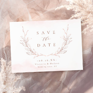 Save The Date Rose or simple élégance botanique feuille mariage