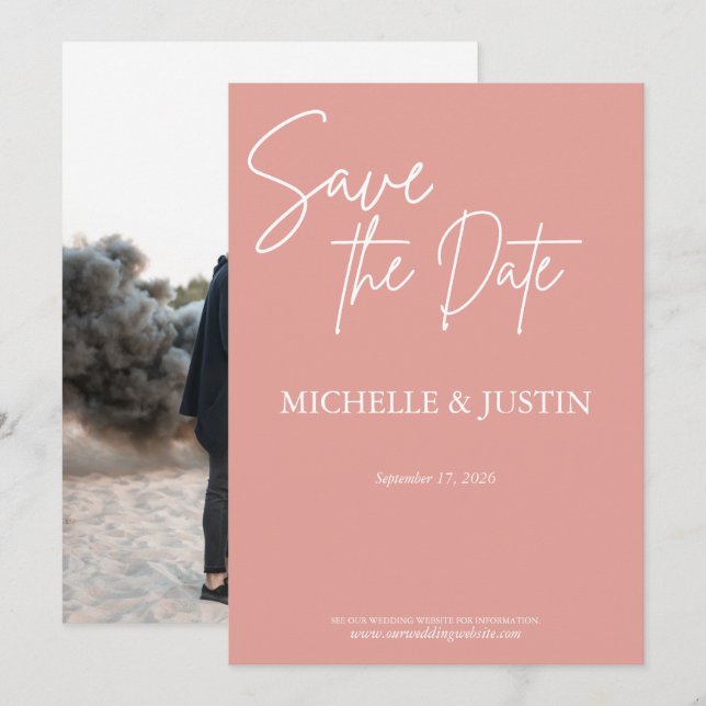 Save The Date Rose Pâle  (Devant / Derrière)