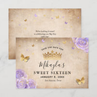 Rose Parchemin Élégant Violet Clair et Or