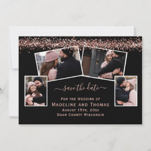 Save The Date Rose Parties scintillant or Black Four Photo