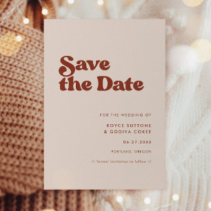 Save The Date Rose pêche rétro élégant