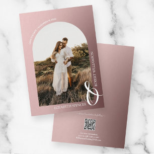 Save The Date Rose photo Gold QR Code Mariage