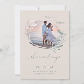 Save The Date Rose poussiéreuse Palomino Photo feuillue 