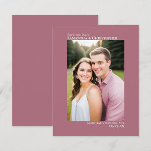Save The Date Rose Poussiéreux Photo Verticale Mariage Minimalis