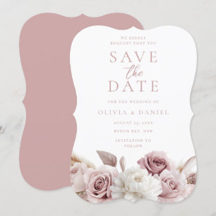 Save The Date Rose Poussiéreux & Roses Blush Mariage Toutes Sais