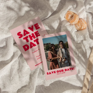 Save The Date Rose Rétro Lumineux Funky Audacieux Moderne Photo 