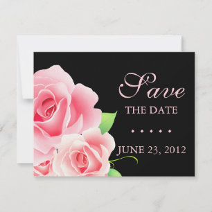 Save The Date Rose rose élégante Enregistrer la date [Noir]