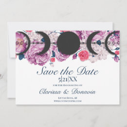 Save The Date Rose Rose Lune Phase Wiccan Handfasting