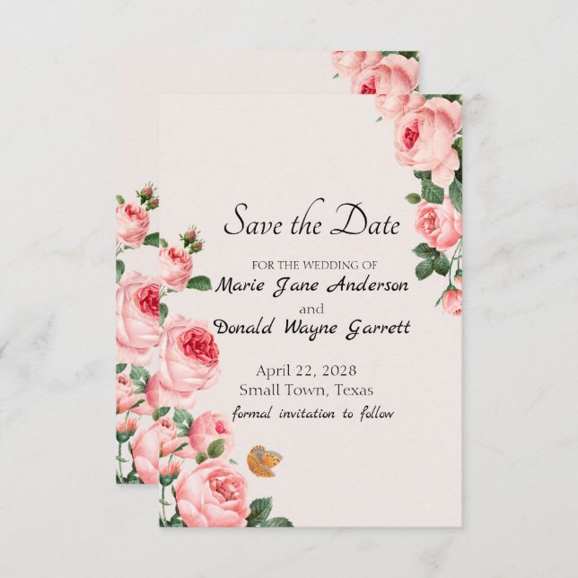 Save The Date Rose rose pâle (Devant / Derrière)