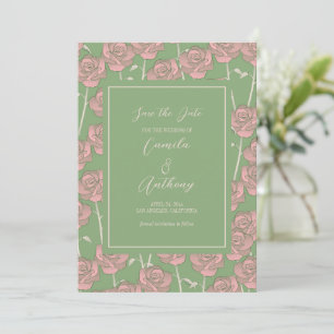 Save The Date Rose rose verte Retro Y2K les années 70 Motif de f