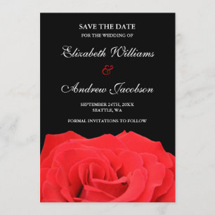 Save The Date Rose rouge et mariage noir Enregistrer la date