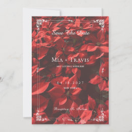 Save The Date Rose Rouge Romantique | Élégant Fleurs Personnalis