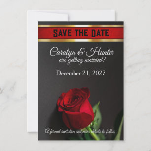 Save The Date Rose rouge sur Mariage noir